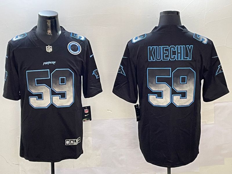 Men Carolina Panthers #59 Kuechly Black Nike Smoke Fashion 2024 Limited NFL Jersey style 1